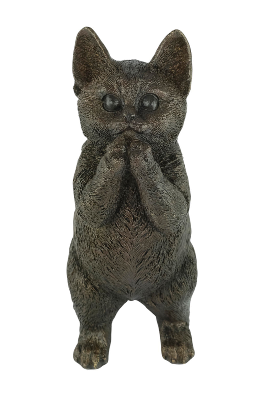 Bronze sculpture of a standing kitten