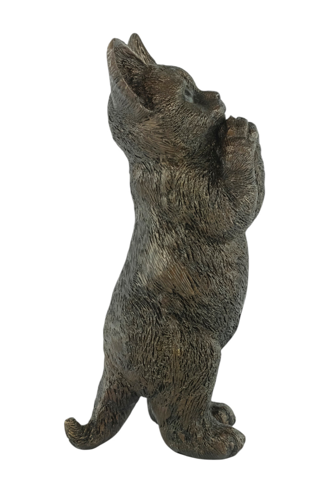 Bronze sculpture of a standing kitten