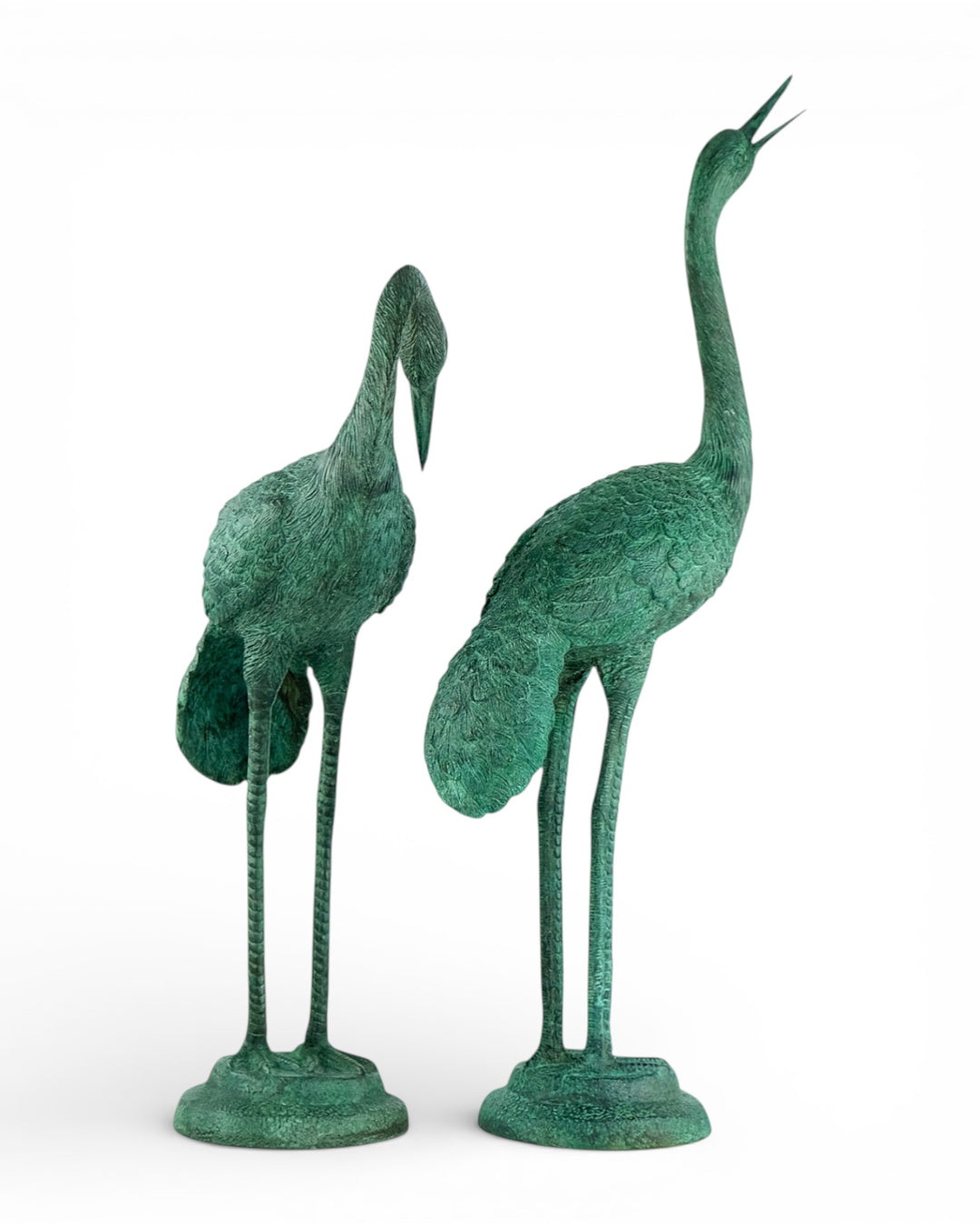Paar bronzen kraanvogel beelden