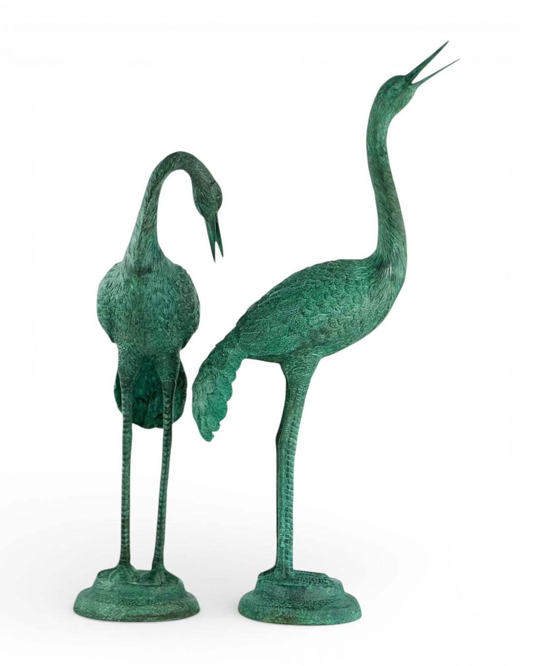 Paar bronzen kraanvogel beelden