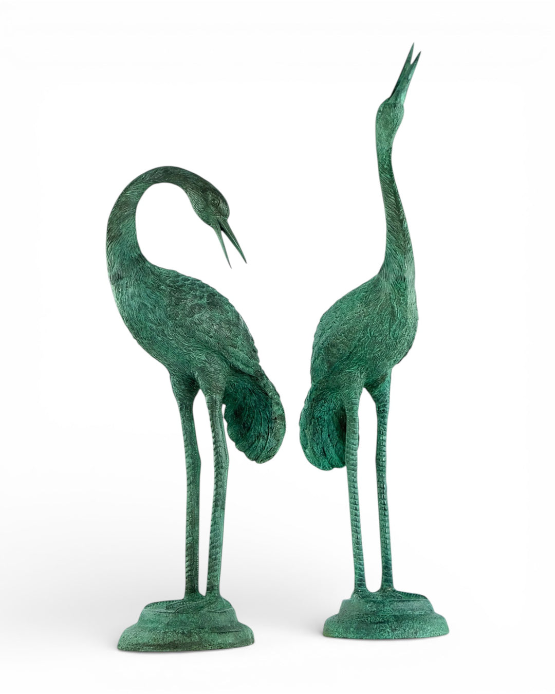Paar bronzen kraanvogel beelden
