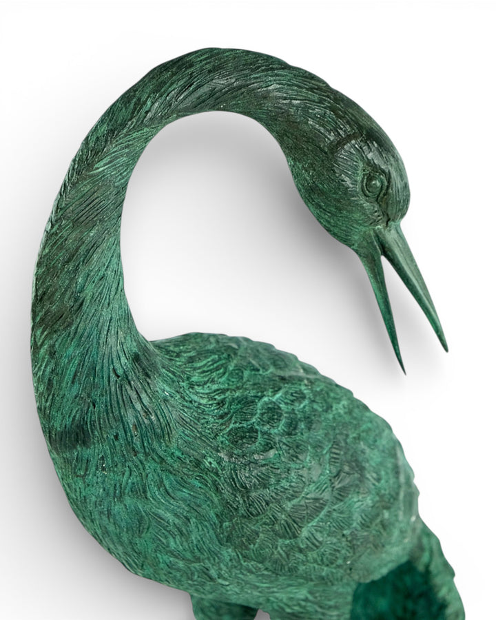 Paar bronzen kraanvogel beelden
