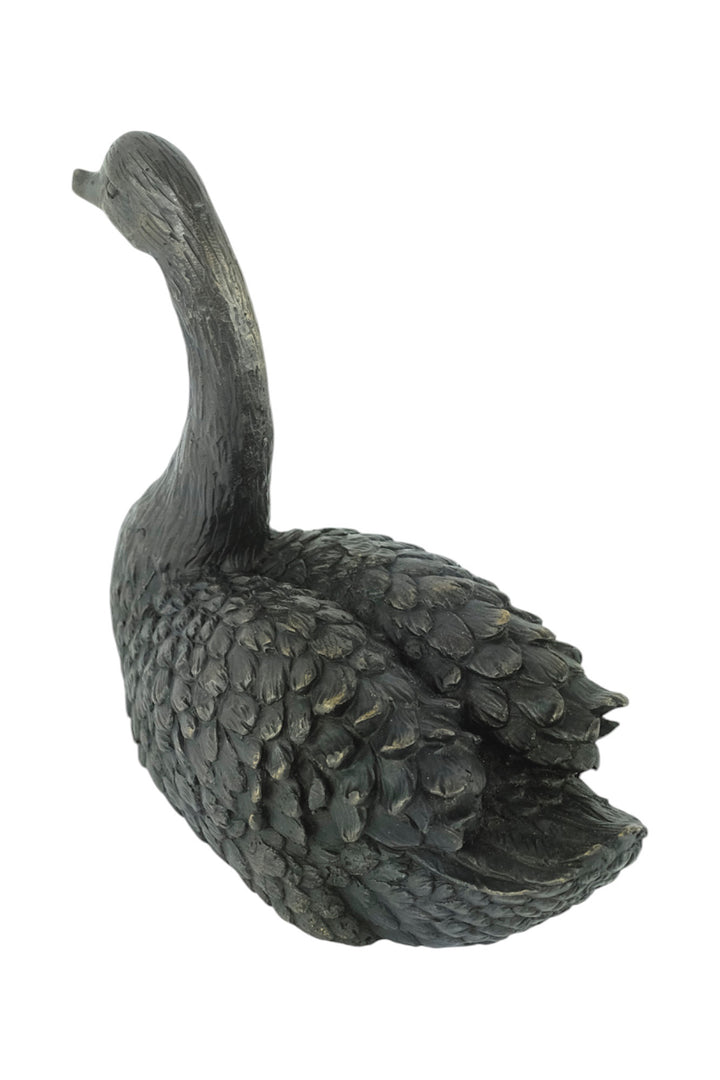 Bronze sculpture of a swimming swan