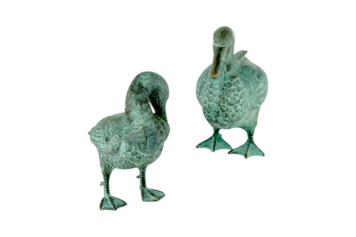 Pair of bronze duck sculptures (one is a fountain)