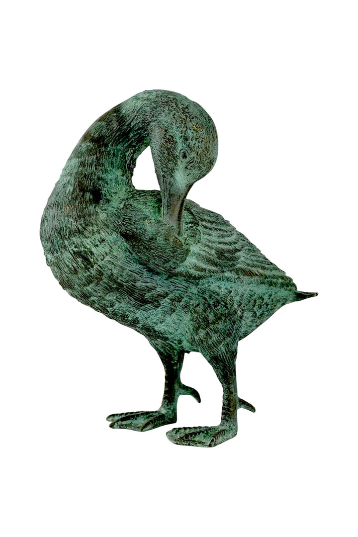 Pair of bronze duck sculptures (one is a fountain)