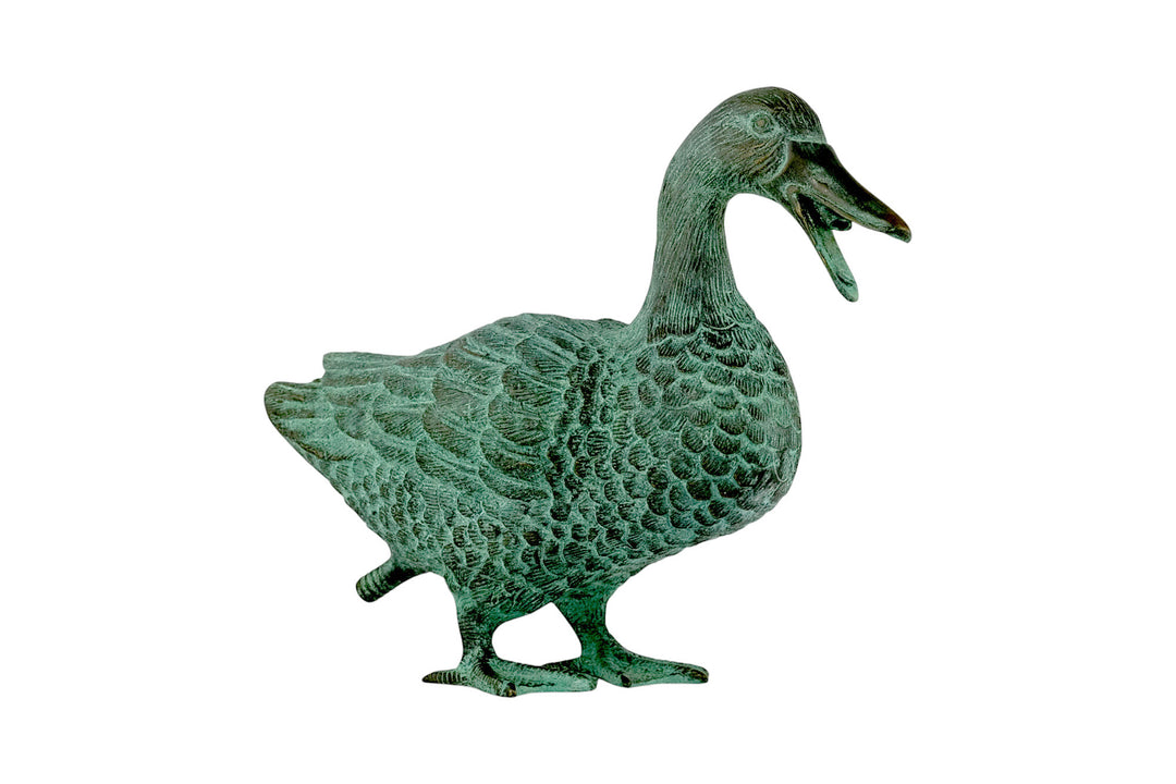 Pair of bronze duck sculptures (one is a fountain)