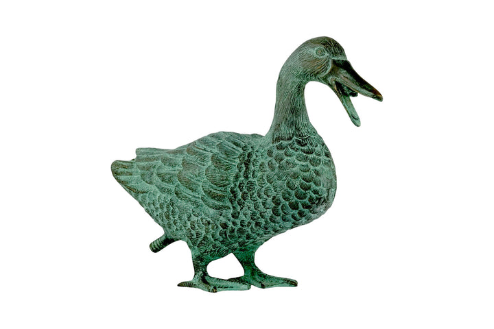 Pair of bronze duck sculptures (one is a fountain)