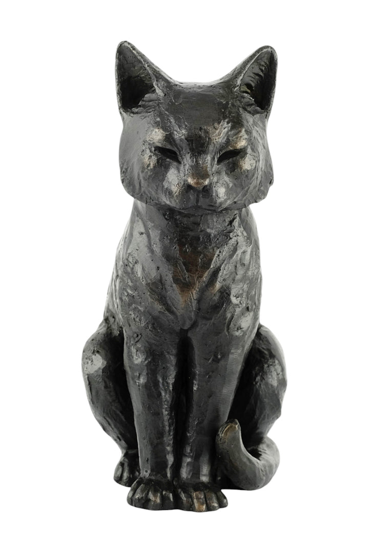 Bronze sculpture of a sitting cat
