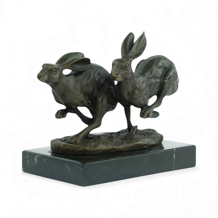 Skulptur laufender Hase aus Bronze