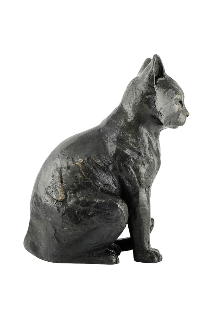 Bronze sculpture of a sitting cat