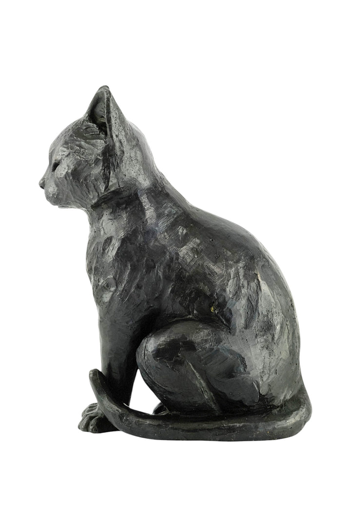 Bronze sculpture of a sitting cat