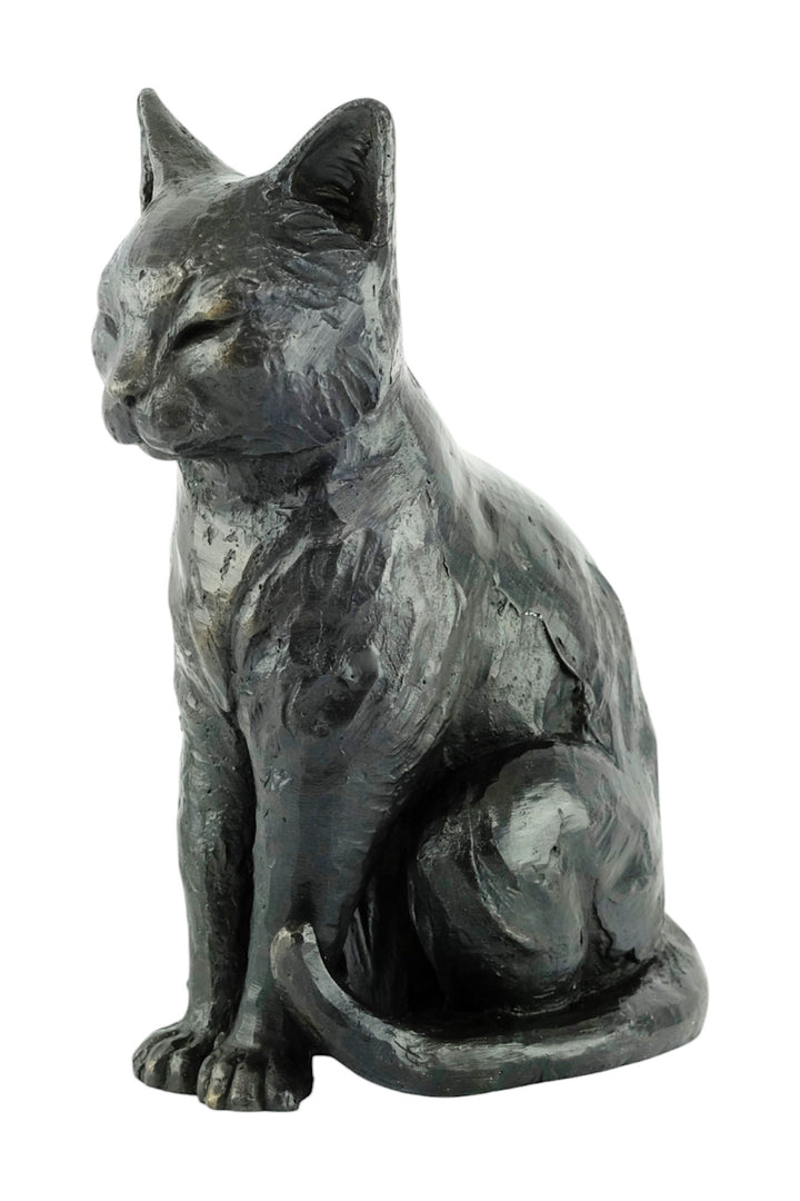Bronze sculpture of a sitting cat