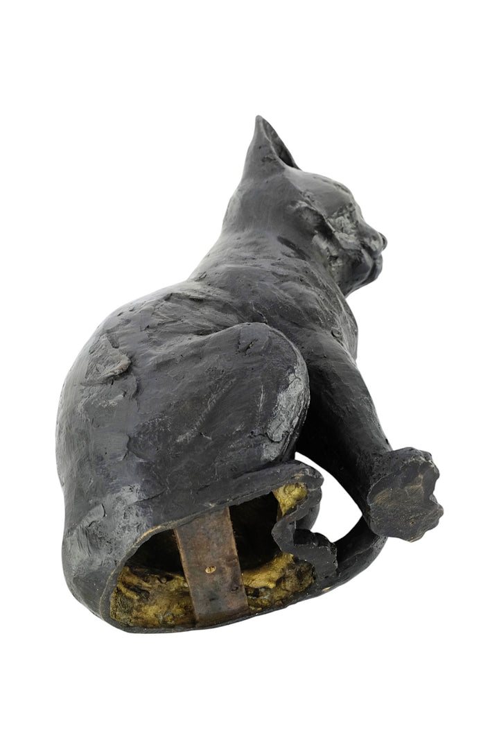Bronze sculpture of a sitting cat
