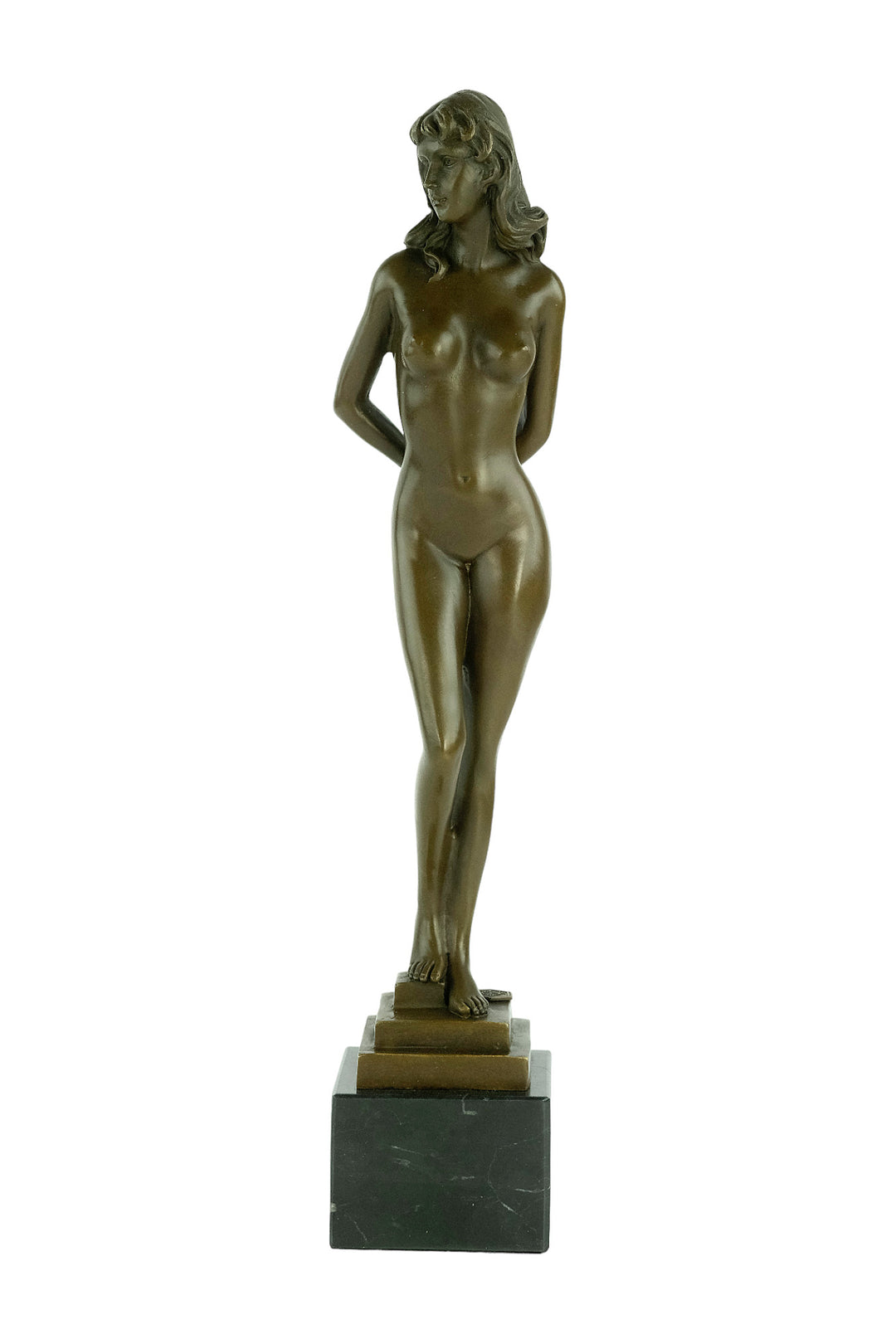 Bronze sculpture of a standing female nude