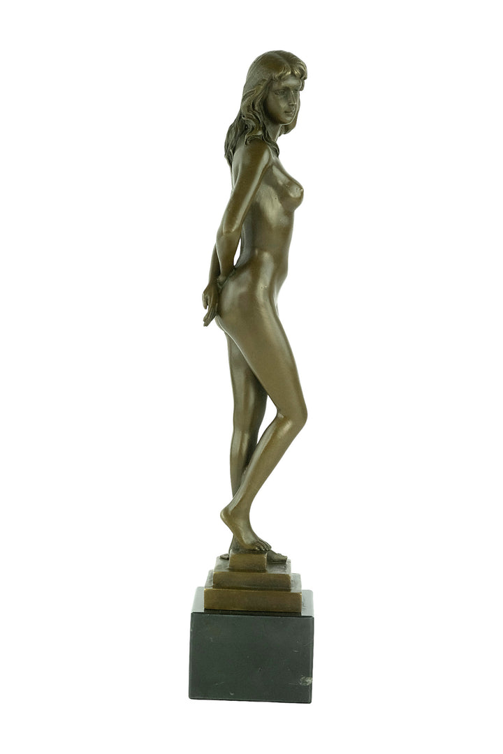 Bronze sculpture of a standing female nude