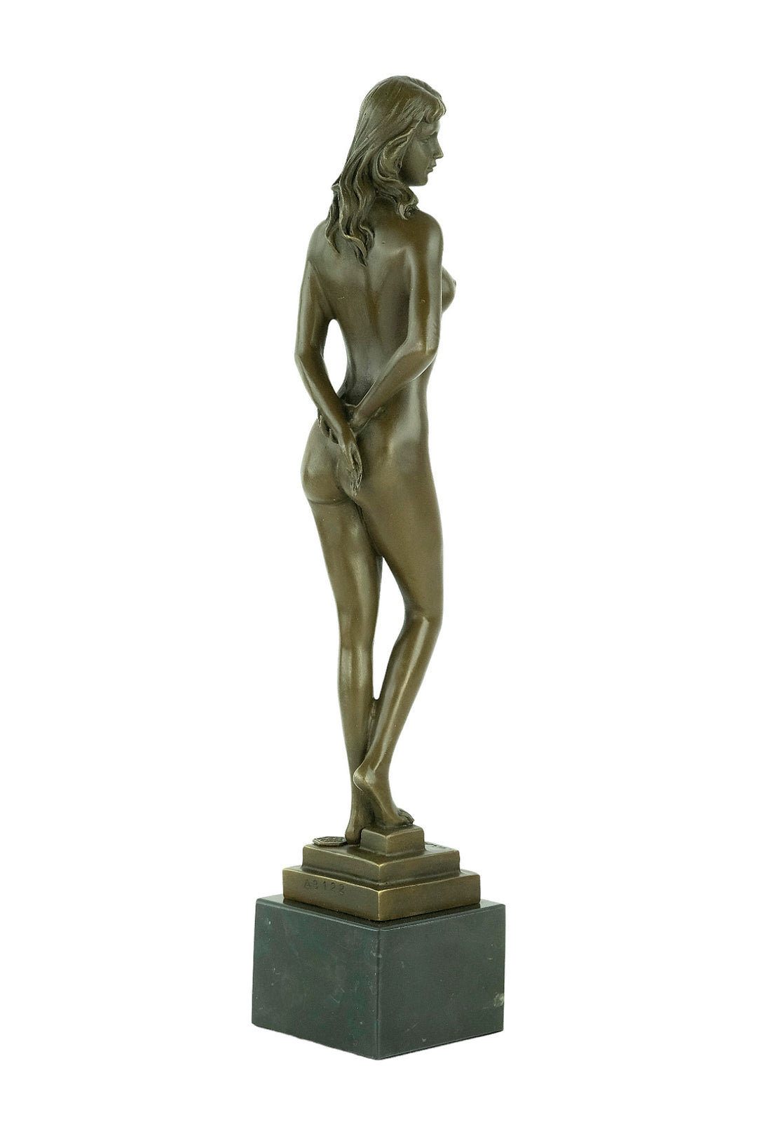 Bronze sculpture of a standing female nude