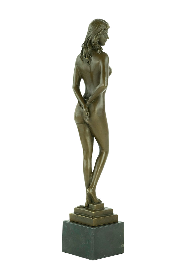 Bronze sculpture of a standing female nude