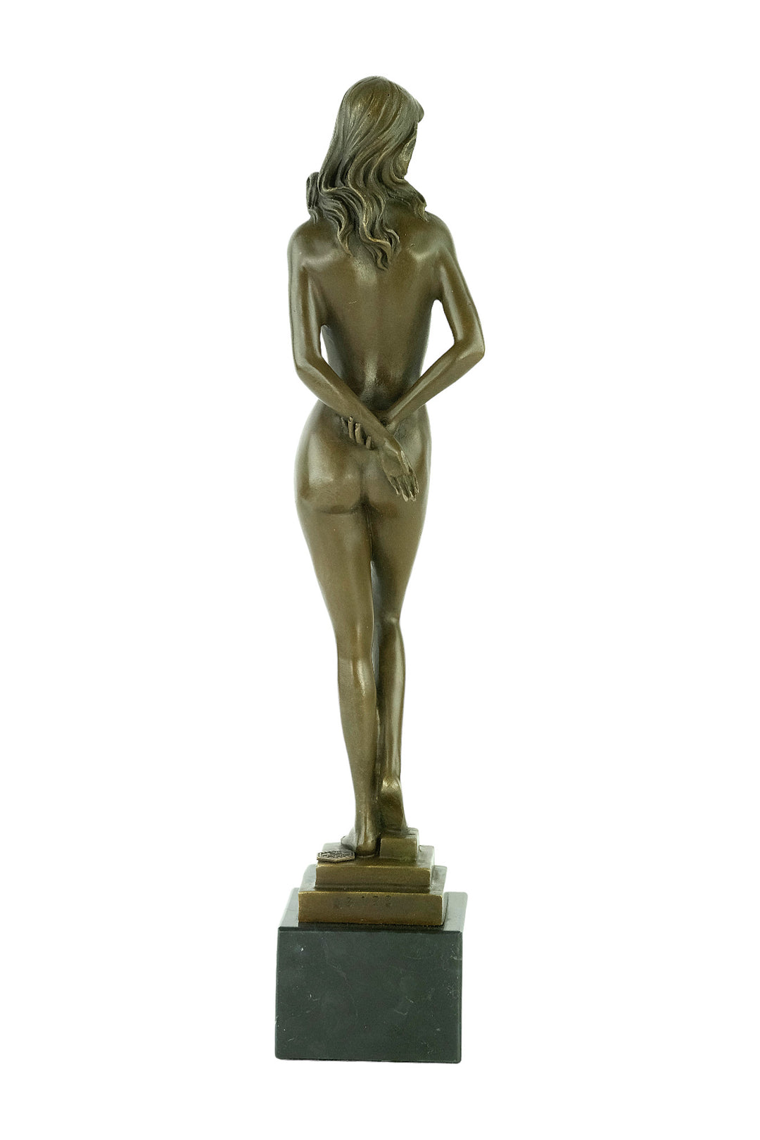 Bronze sculpture of a standing female nude