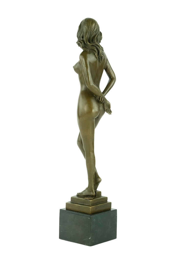 Bronze sculpture of a standing female nude