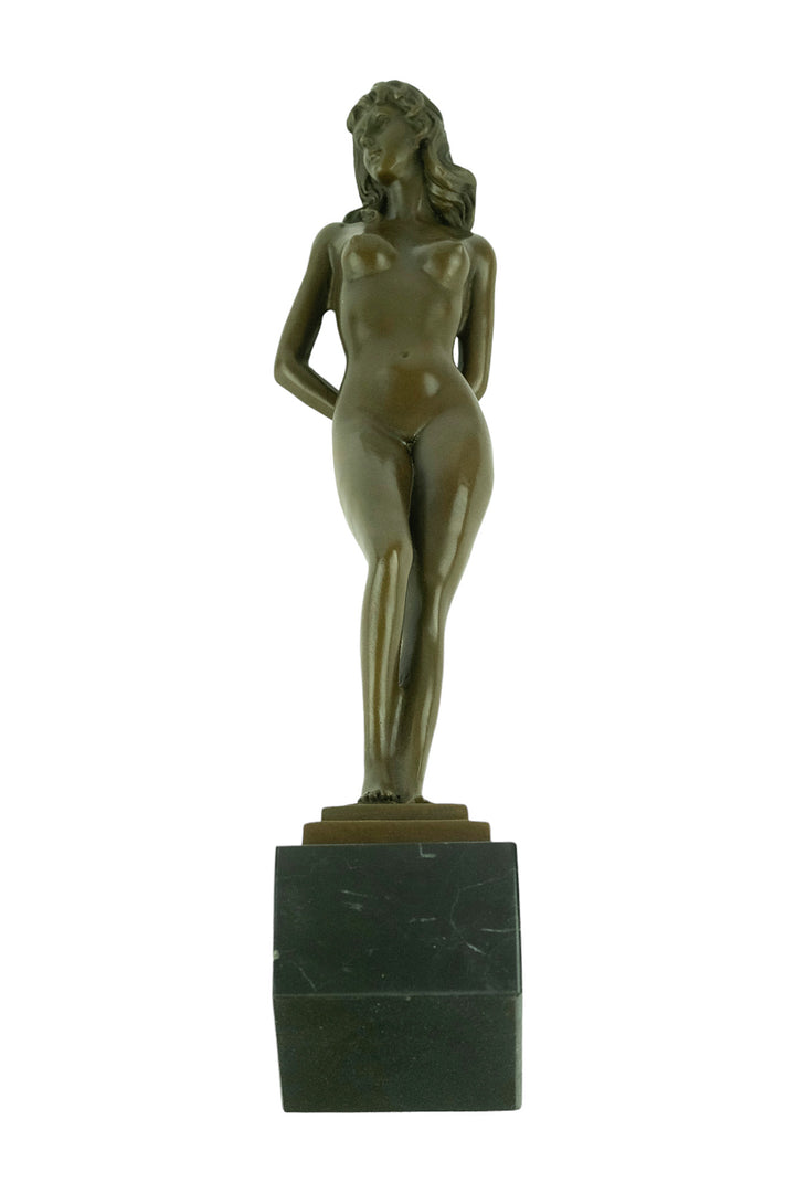 Bronze sculpture of a standing female nude