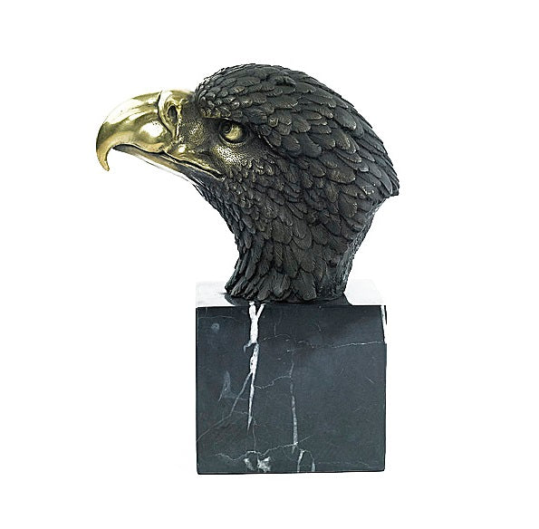 Bronze sculpture of an eagle head