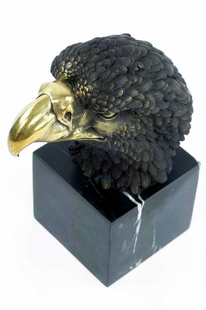 Bronze sculpture of an eagle head