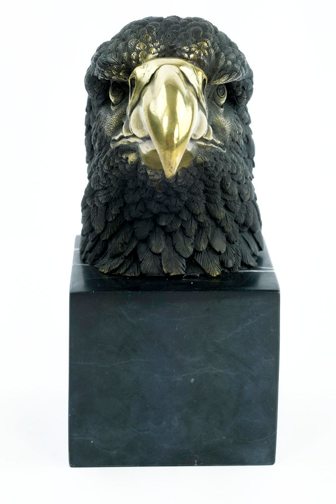 Bronze sculpture of an eagle head