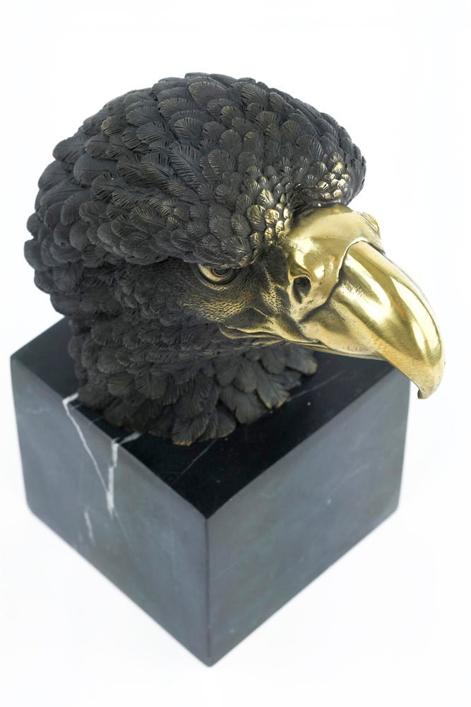 Bronze sculpture of an eagle head