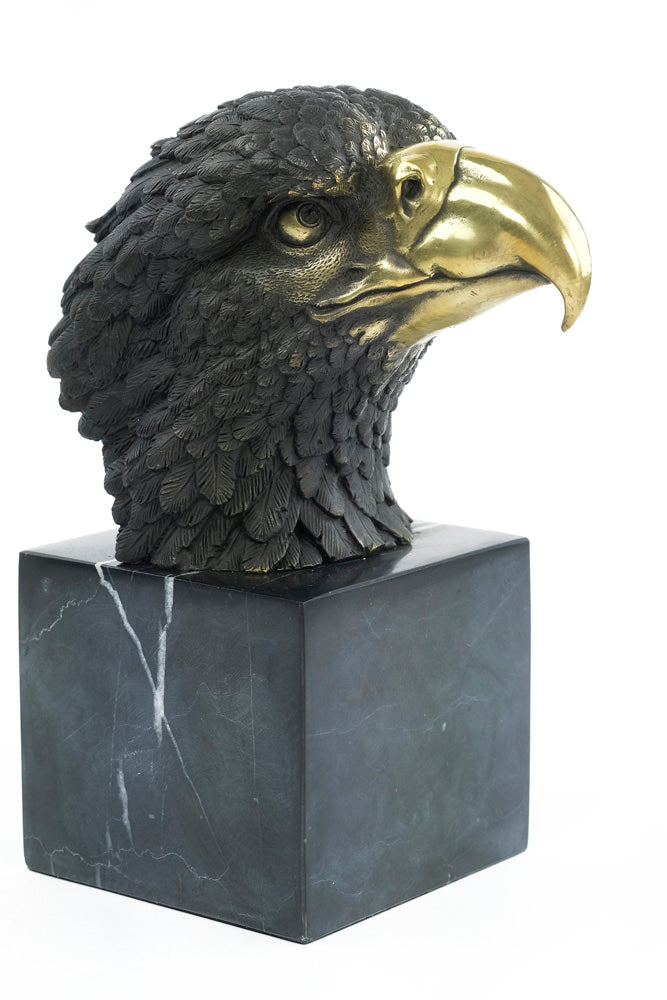 Bronze sculpture of an eagle head