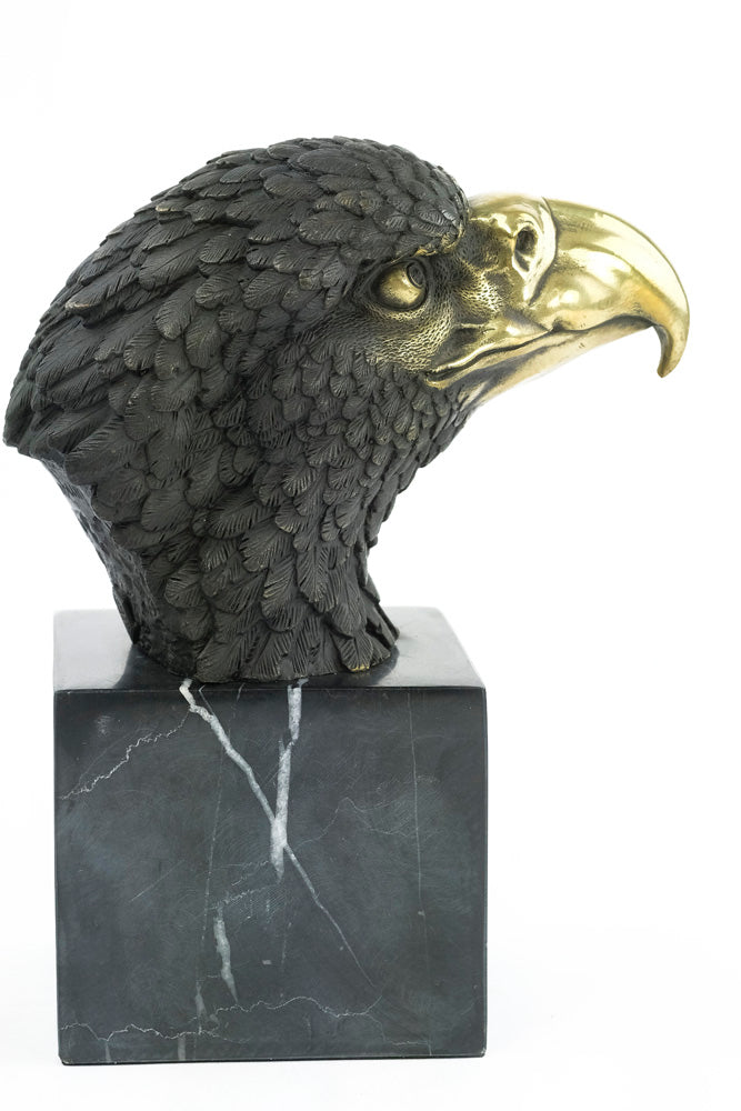 Bronze sculpture of an eagle head