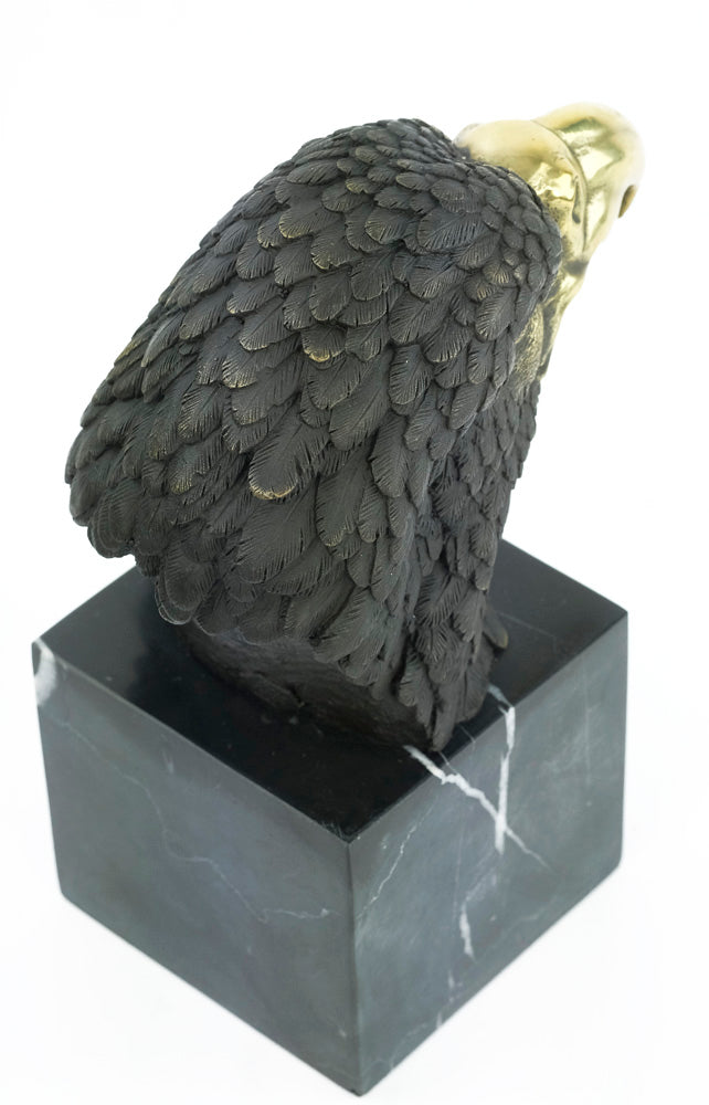 Bronze sculpture of an eagle head