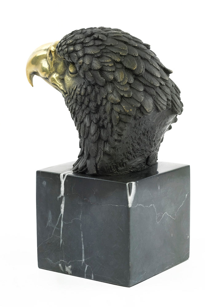 Bronze sculpture of an eagle head