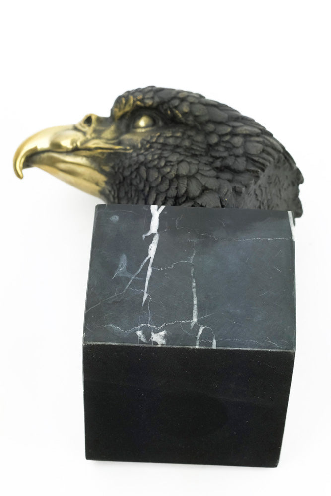 Bronze sculpture of an eagle head