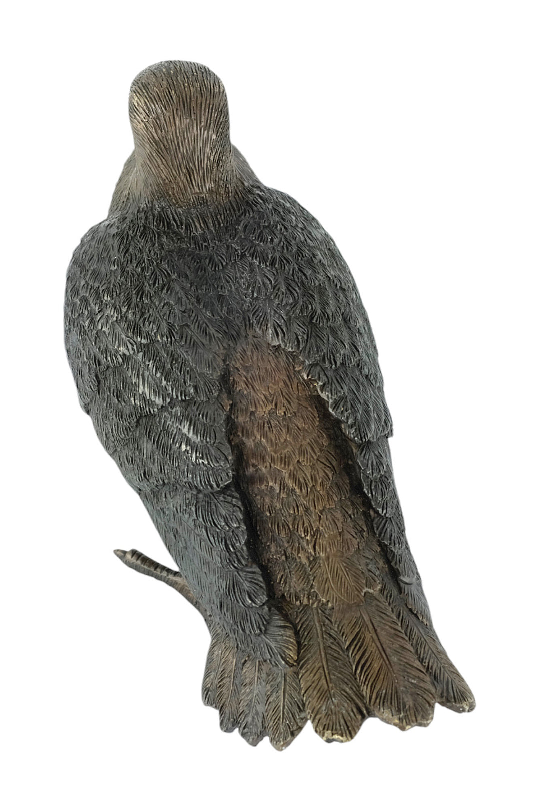 Bronze sculpture of a standing pigeon