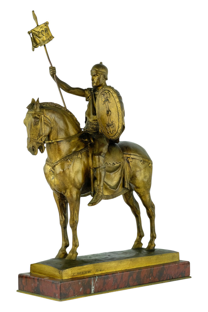 Antique bronze sculpture 'Cavalier Romain' by Emmanuel Fremiet
