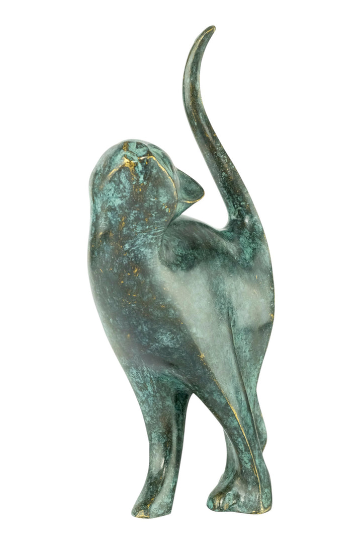 Bronze sculpture of an affectionate cat