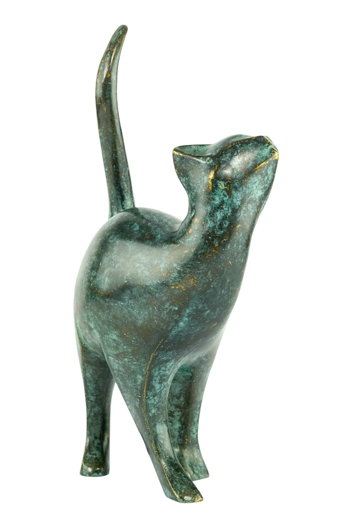 Bronze sculpture of an affectionate cat