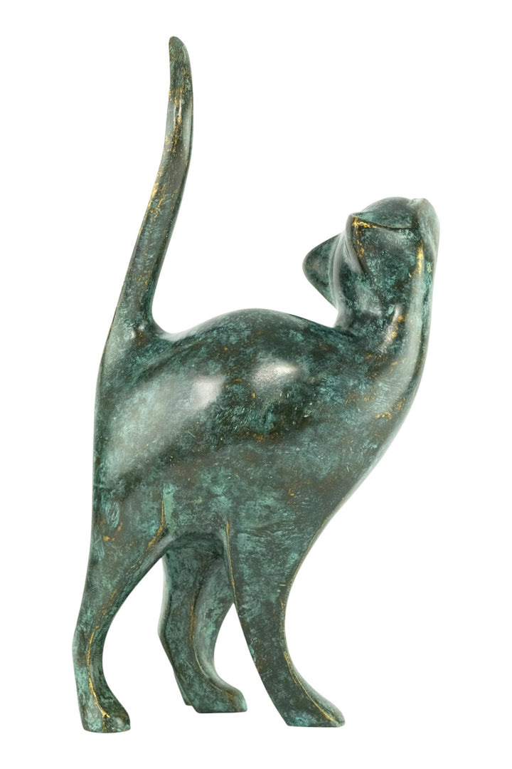 Bronze sculpture of an affectionate cat