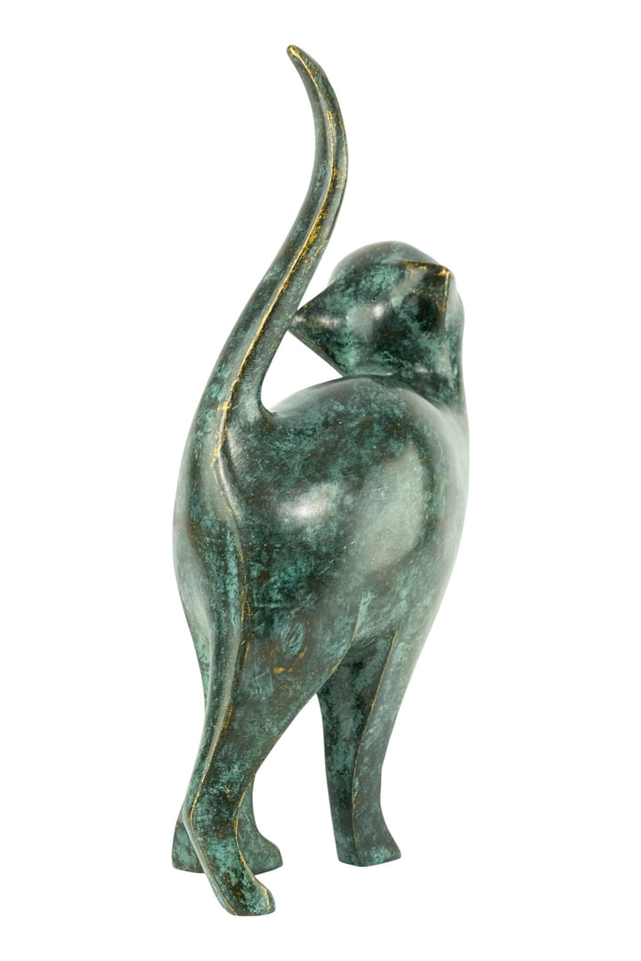 Bronze sculpture of an affectionate cat