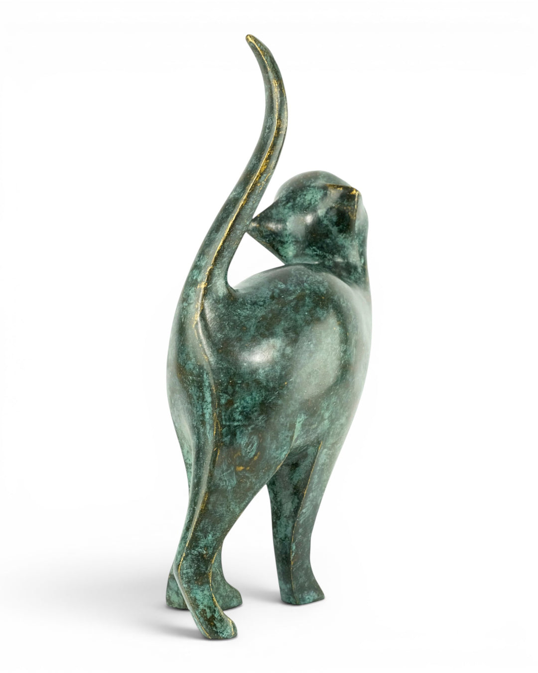 Bronze sculpture of an affectionate cat
