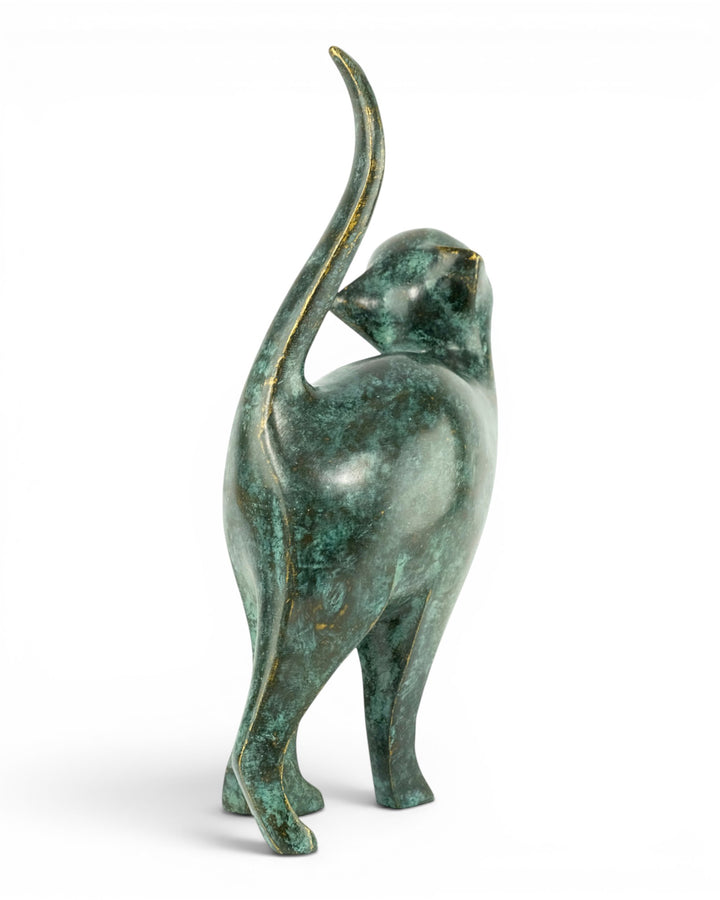 Bronze sculpture of an affectionate cat