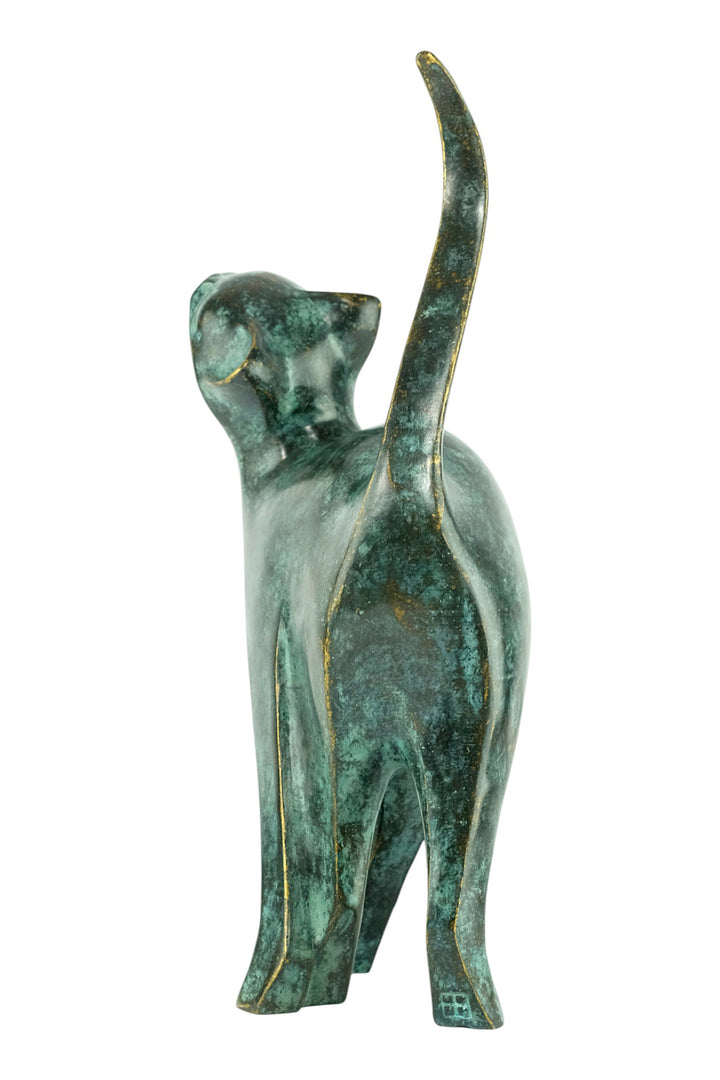 Bronze sculpture of an affectionate cat