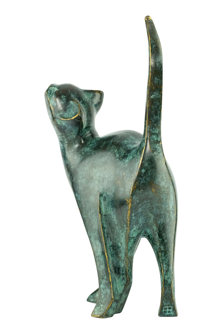 Bronze sculpture of an affectionate cat