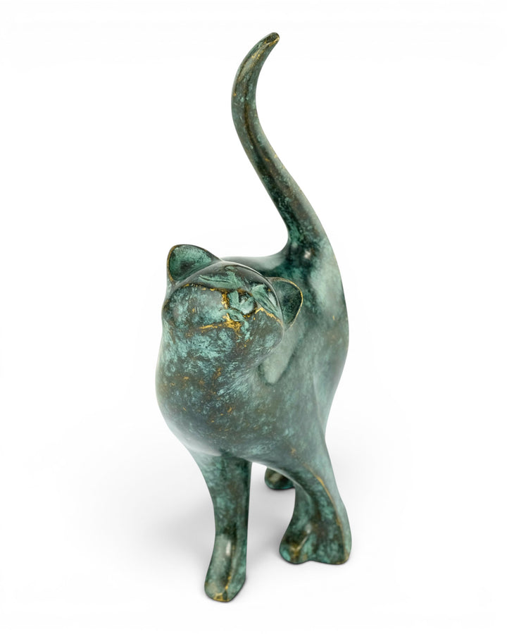Bronze sculpture of an affectionate cat