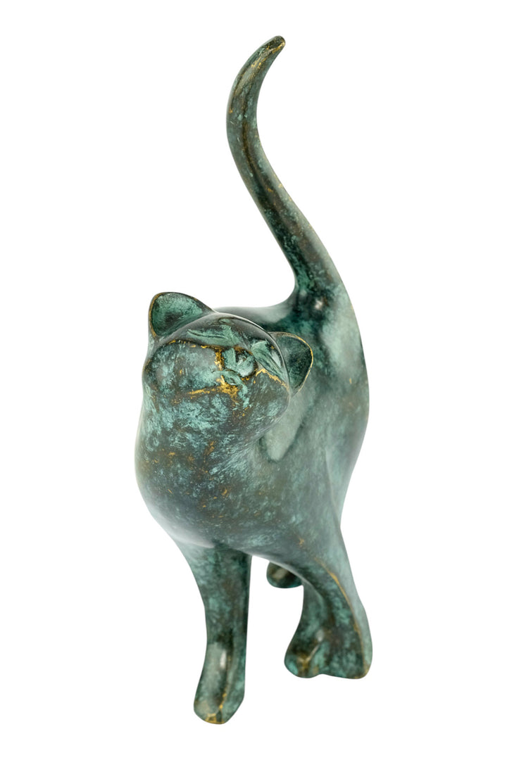 Bronze sculpture of an affectionate cat