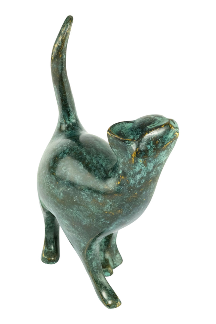 Bronze sculpture of an affectionate cat