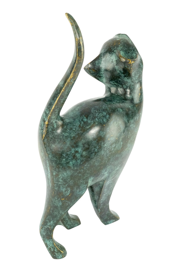 Bronze sculpture of an affectionate cat