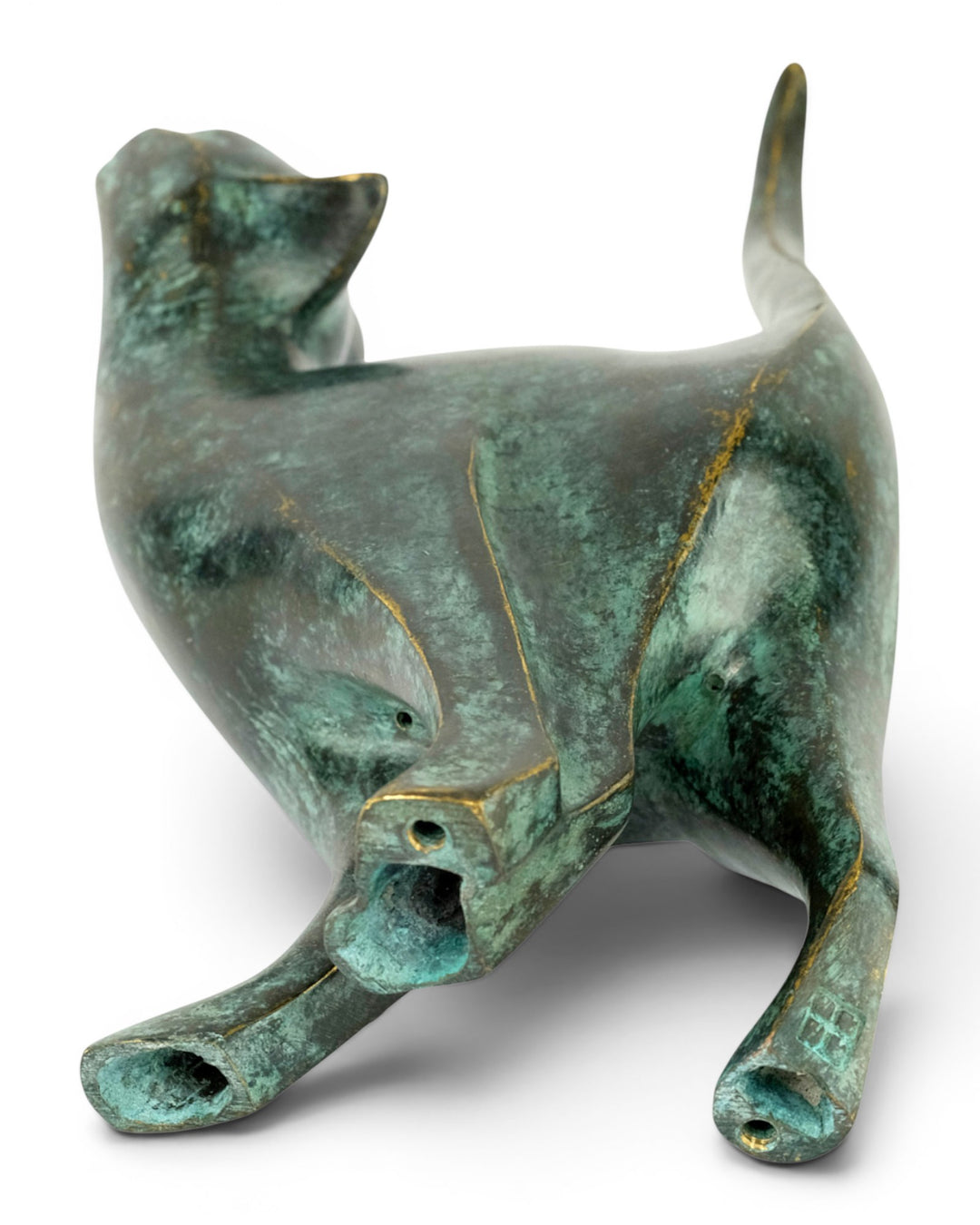 Bronze sculpture of an affectionate cat