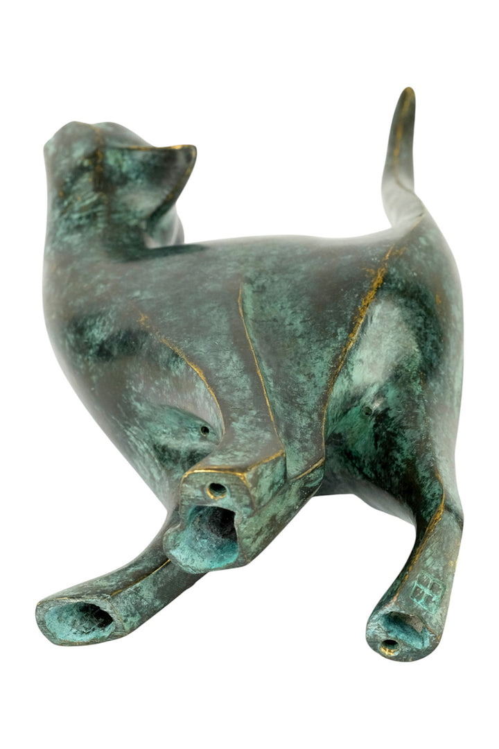 Bronze sculpture of an affectionate cat