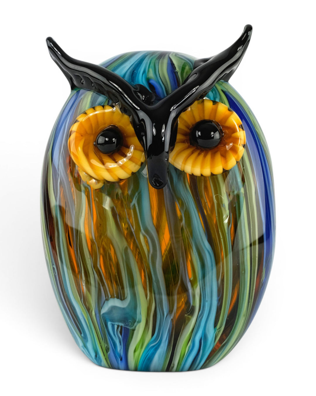 Escultura de Búho de Vidrio Multicolor